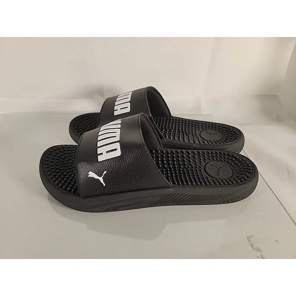 PUMA Softride Massage Slide Mens Black Casual Sandals 38306201